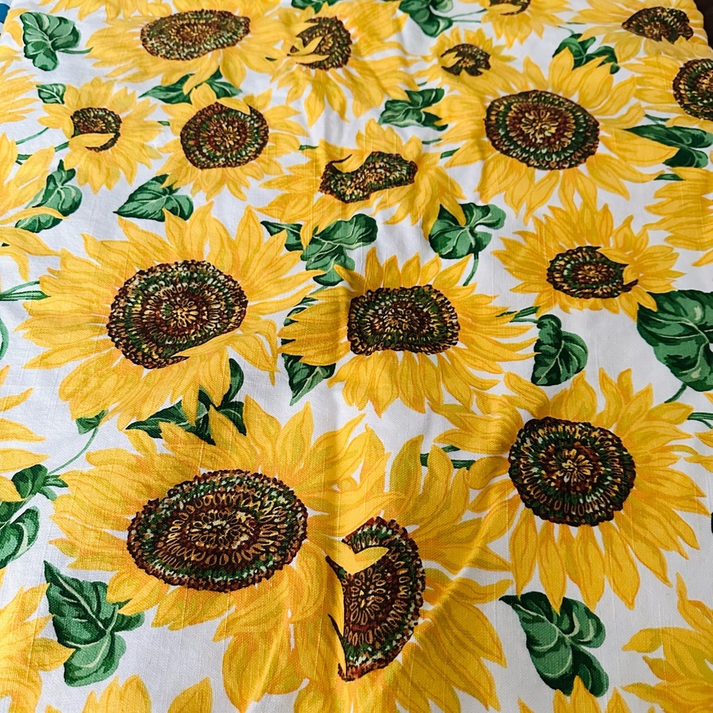 Unique SUNFLOWER Throw Blanket Corduroy & Patchwork On Other Side Handmade 45x52